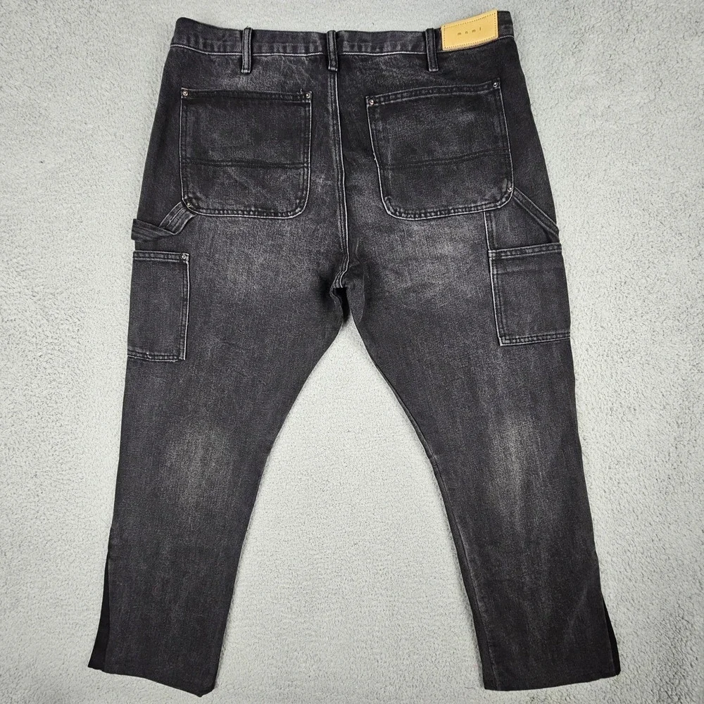 MNML Carpenter Jeans Men 37x28.5 Black Double‎ Knee Utility Workwear Denim Pants